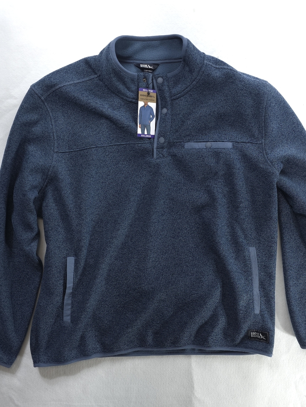 Eddie Bauer Mens Quarter Snap Pullover Mockneck Sweater Warm Fleece Size XXL